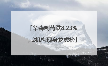 华森制药跌8.23%，2机构现身龙虎榜